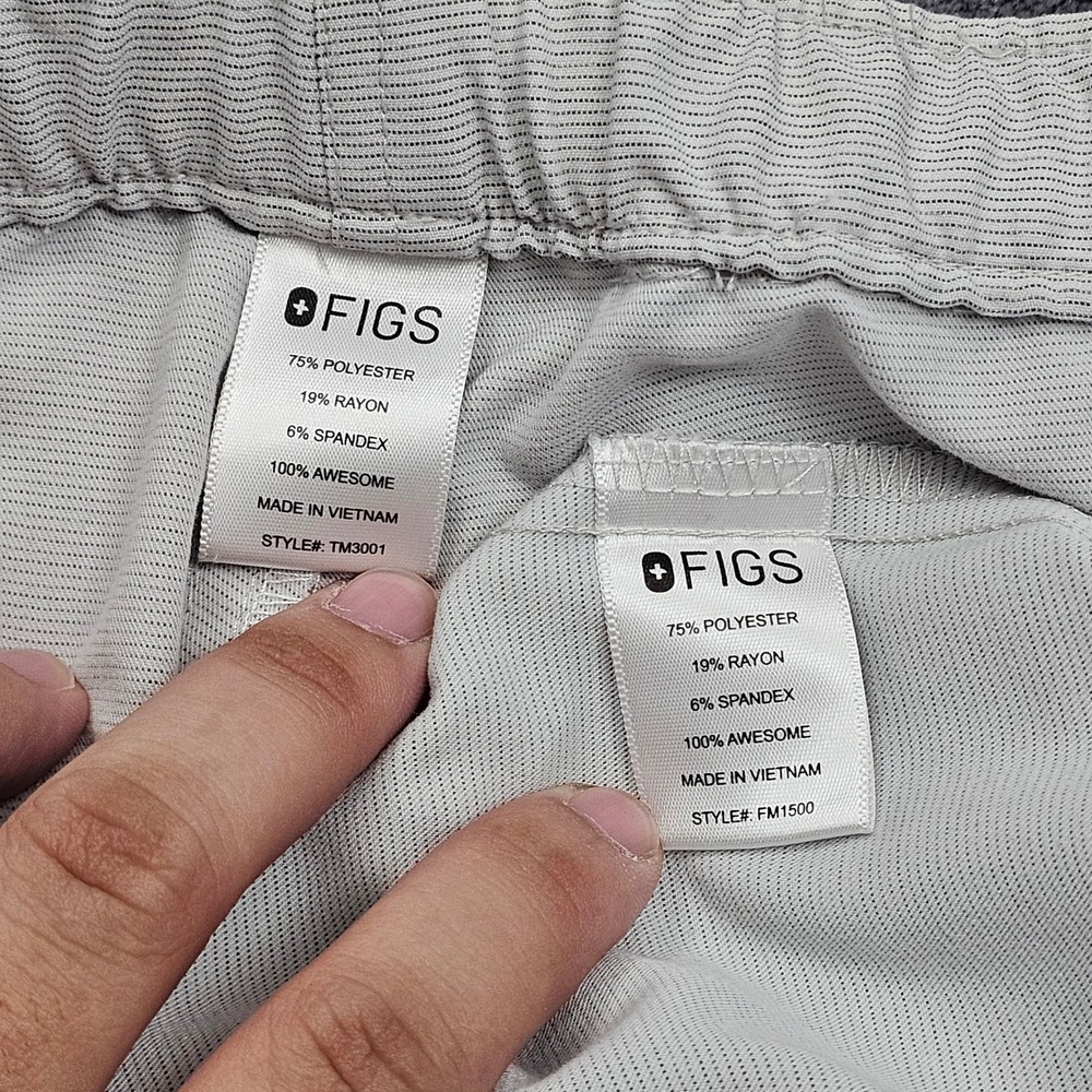 Figs Scrub Set Mens L Leon Top XL Cairo Cargo Pants Light Gray Stripe Technical - Picture 8 of 14